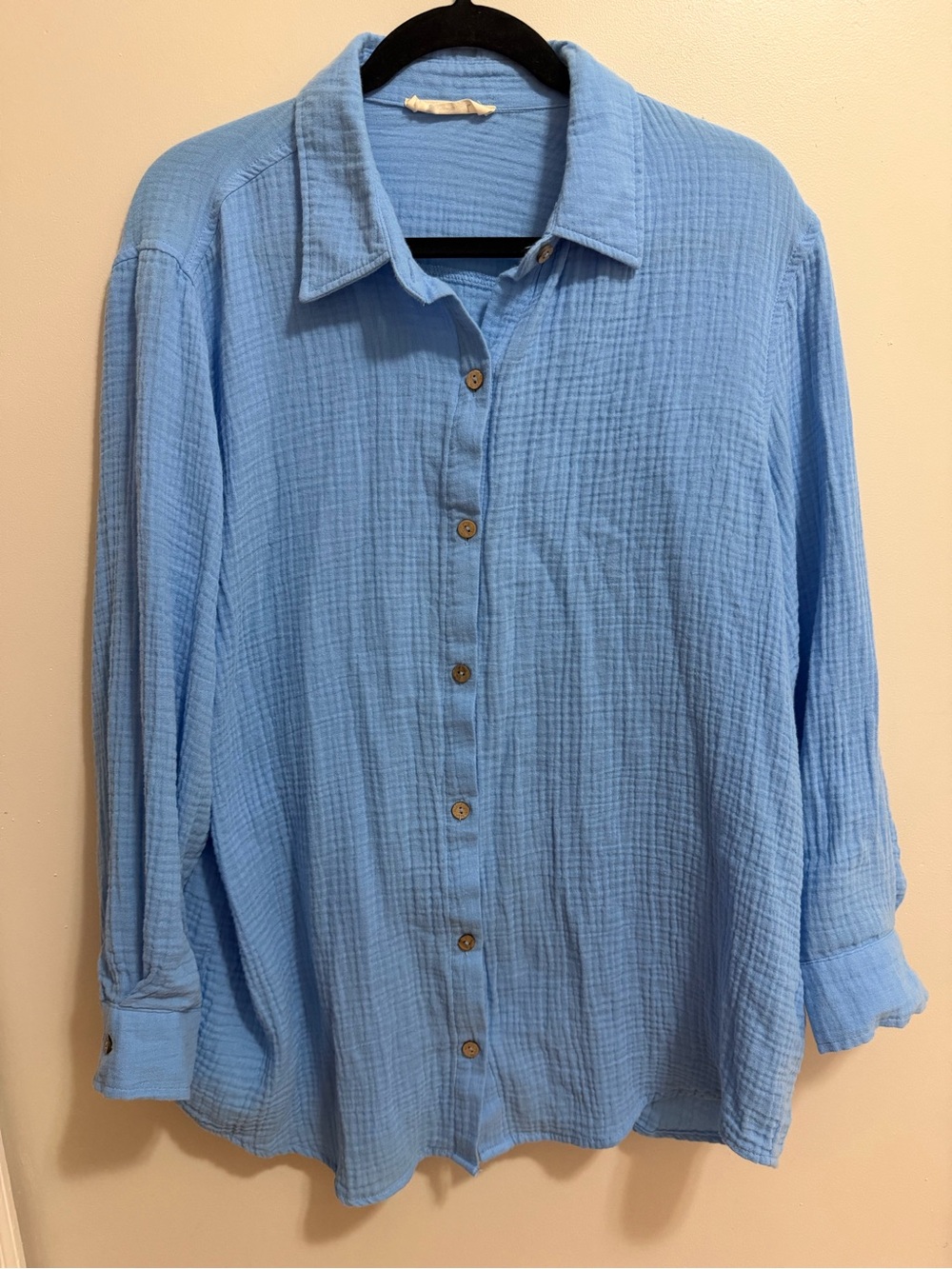 Ron Jon Surf Shop Blue 100% Cotton Gauze Button Down Shirt Large